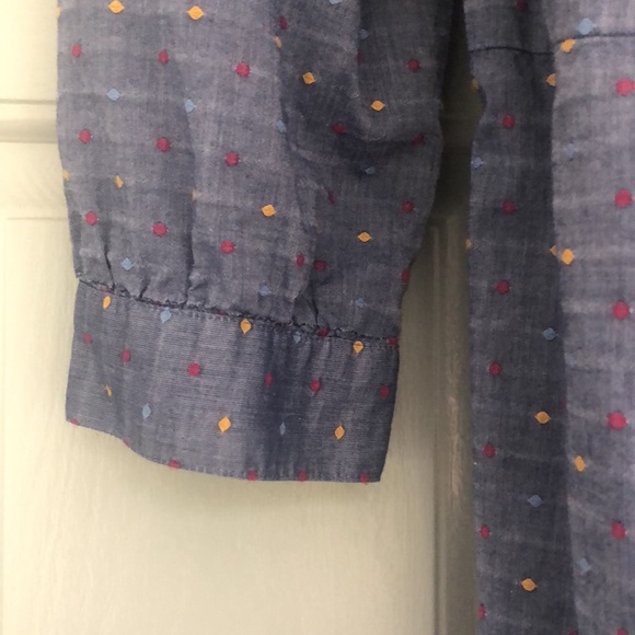 Draper James Blue Wrap Dress w/ Blue, Red & Yellow dots - Picture 6 of 8